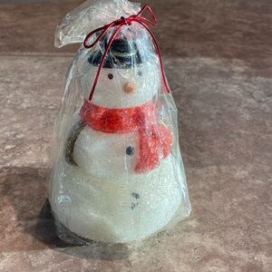 Pottery Barn 7” Glitter Snowman Candle